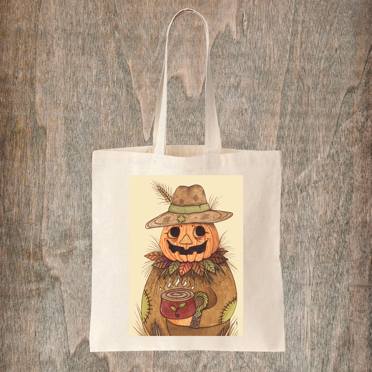 Pumpkin Joe Tote Bag - Whimsical Pumpkin Patch People Bag - Cosy Halloween Autumn Leaves Grocery Shopping Bag