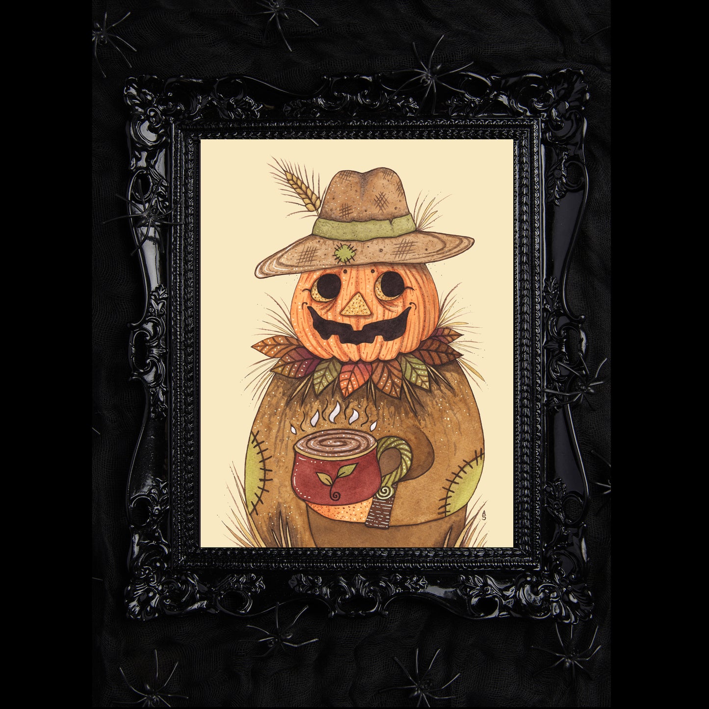 Pumpkin Joe Print - Whimsical Pumpkin Patch People A5 - A4 - A3 Watercolour Wall Art - Halloween Autumn Fall Rustic Decor