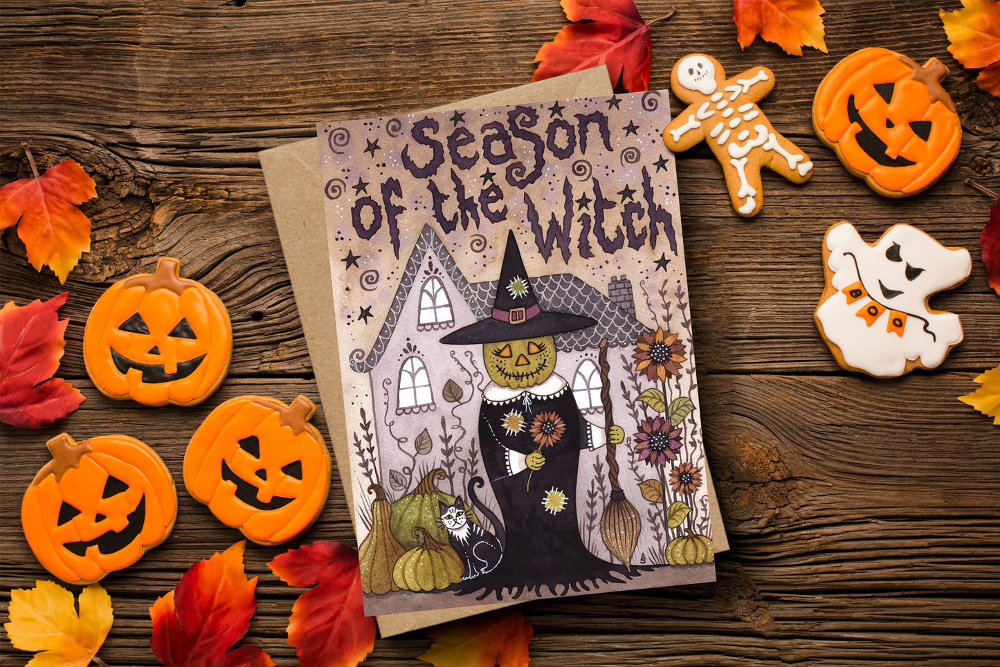 Season Of The Witch Greetings Card & Envelope - Spooky Halloween Witch Card - Witchy Samhain All Hallows' Eve Greetings Card