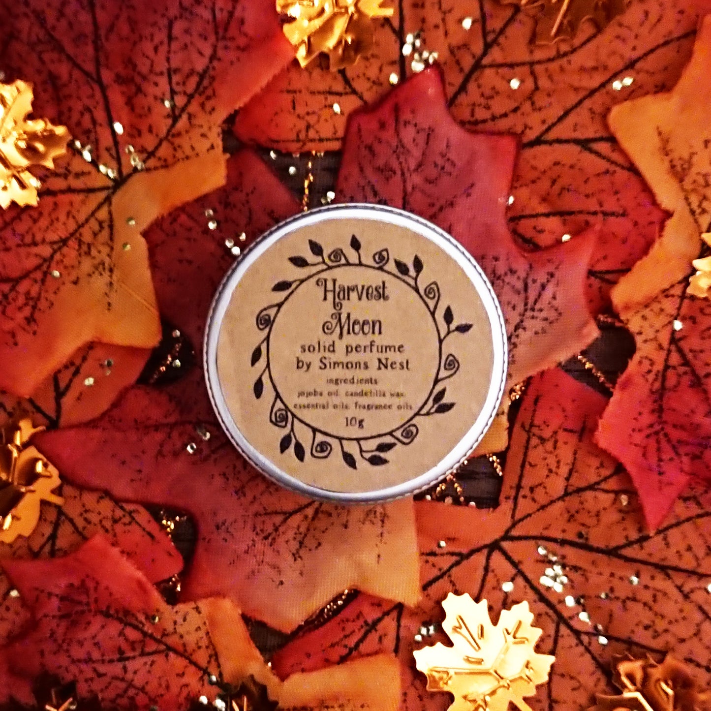 Harvest Moon Solid Perfume - Sweet Pumpkin, Spiced Apple & Ginger Solid Fragrance Tin - Autumn Halloween Spicy & Gourmand Vegan Perfume Blend