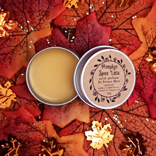 Pumpkin Spice Latte Solid Perfume - Cosy Pumpkin Spices & Coffee Solid Fragrance Tin - Autumn Halloween Spicy & Gourmand Vegan Perfume Blend