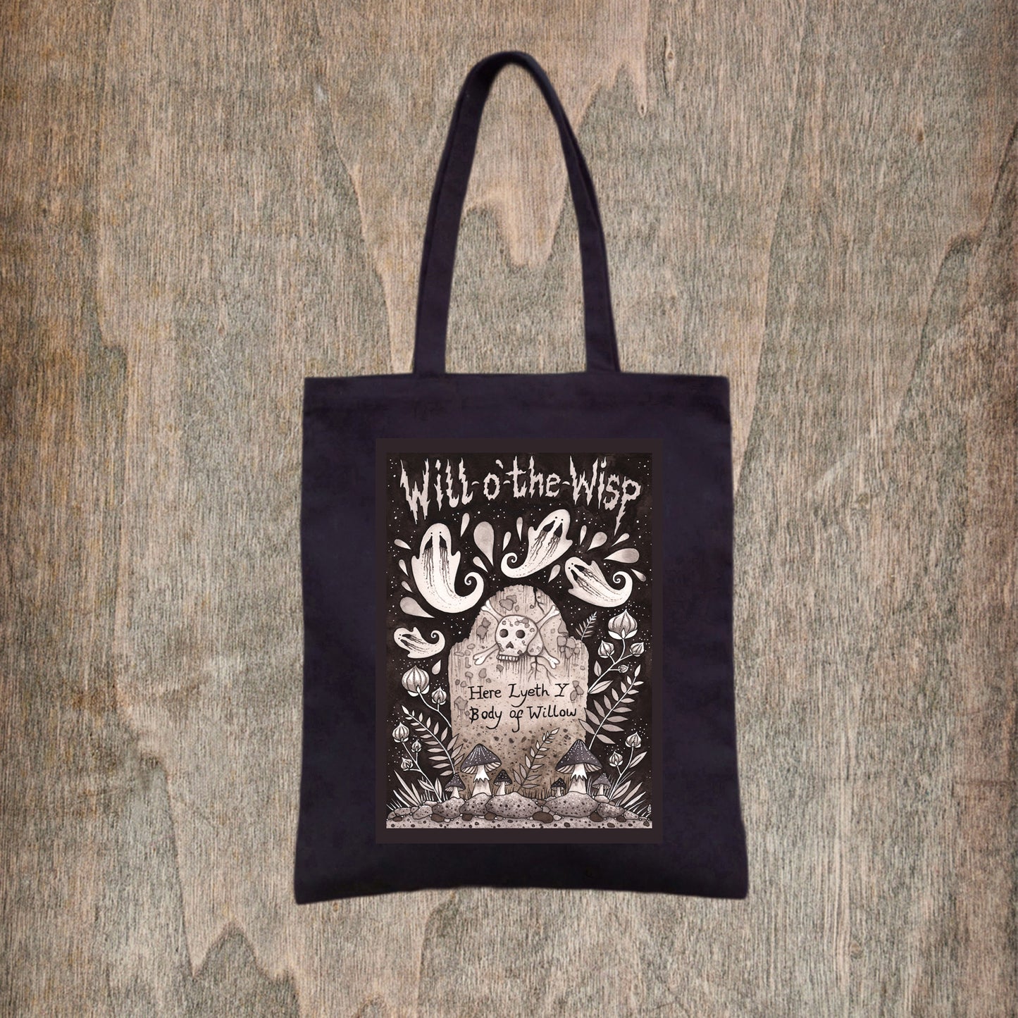 Will-o'-the-Wisp Tote Bag - Spooky Halloween Samhain Graveyard Ghosts Bag - Trick Or Treat All Hallows' Eve Grocery Shopping Bag