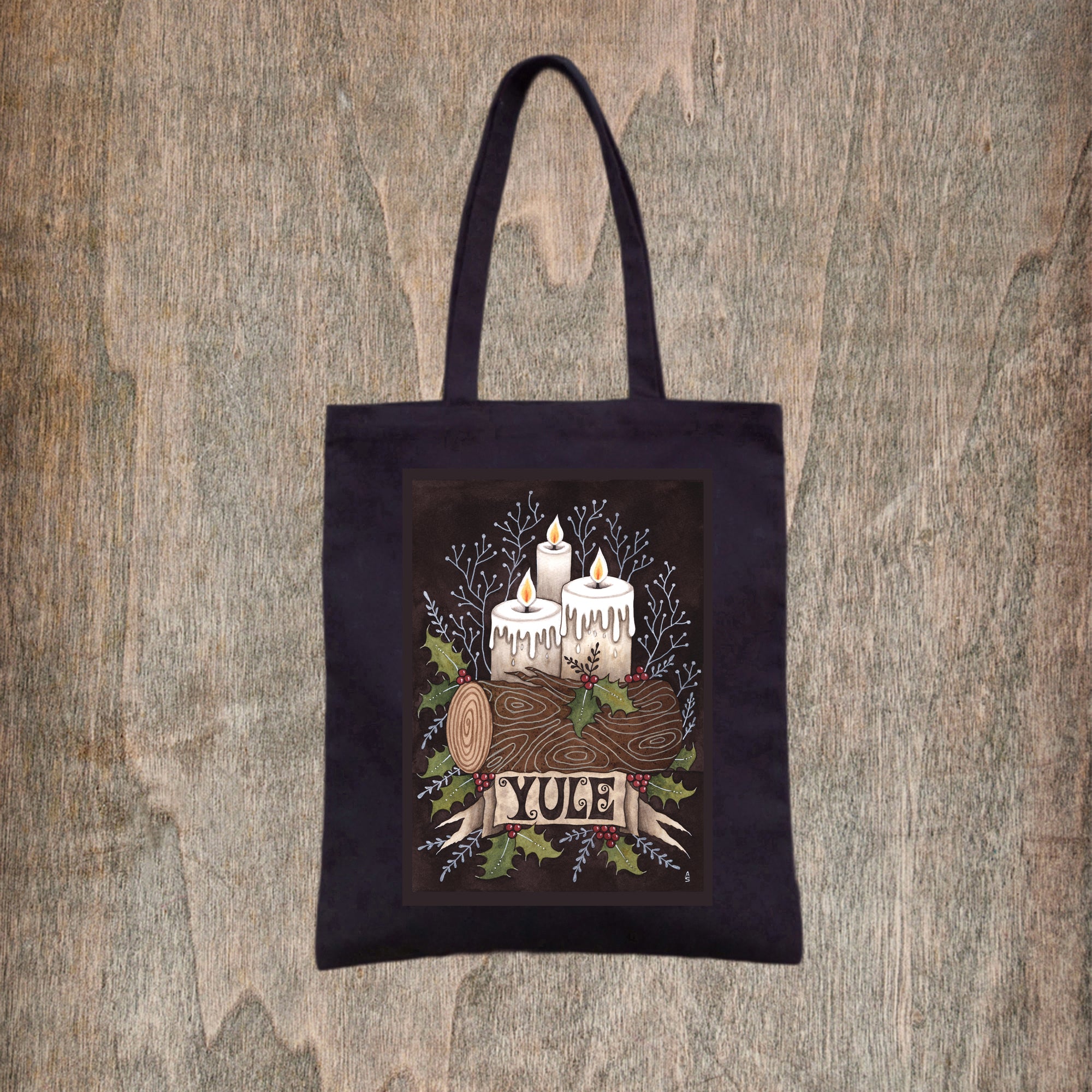 Yule Candles Tote Bag - Winter Pagan Yule Log Bag - Traditional Winter ...