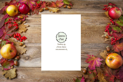 Apple Pie Greetings Card & Envelope - Sweet Apple Pie Autumn Fall Thanksgiving Card - Happy 4th July Card - Food Spice Baking Illustration