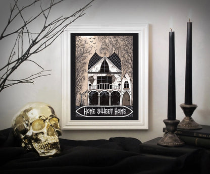 Haunted House Print - Spooky Home Sweet Home A5 - A4 - A3 Print - Gothic Halloween Creepy Haunted House Decor - Goth Gothic Cosy Wall Art